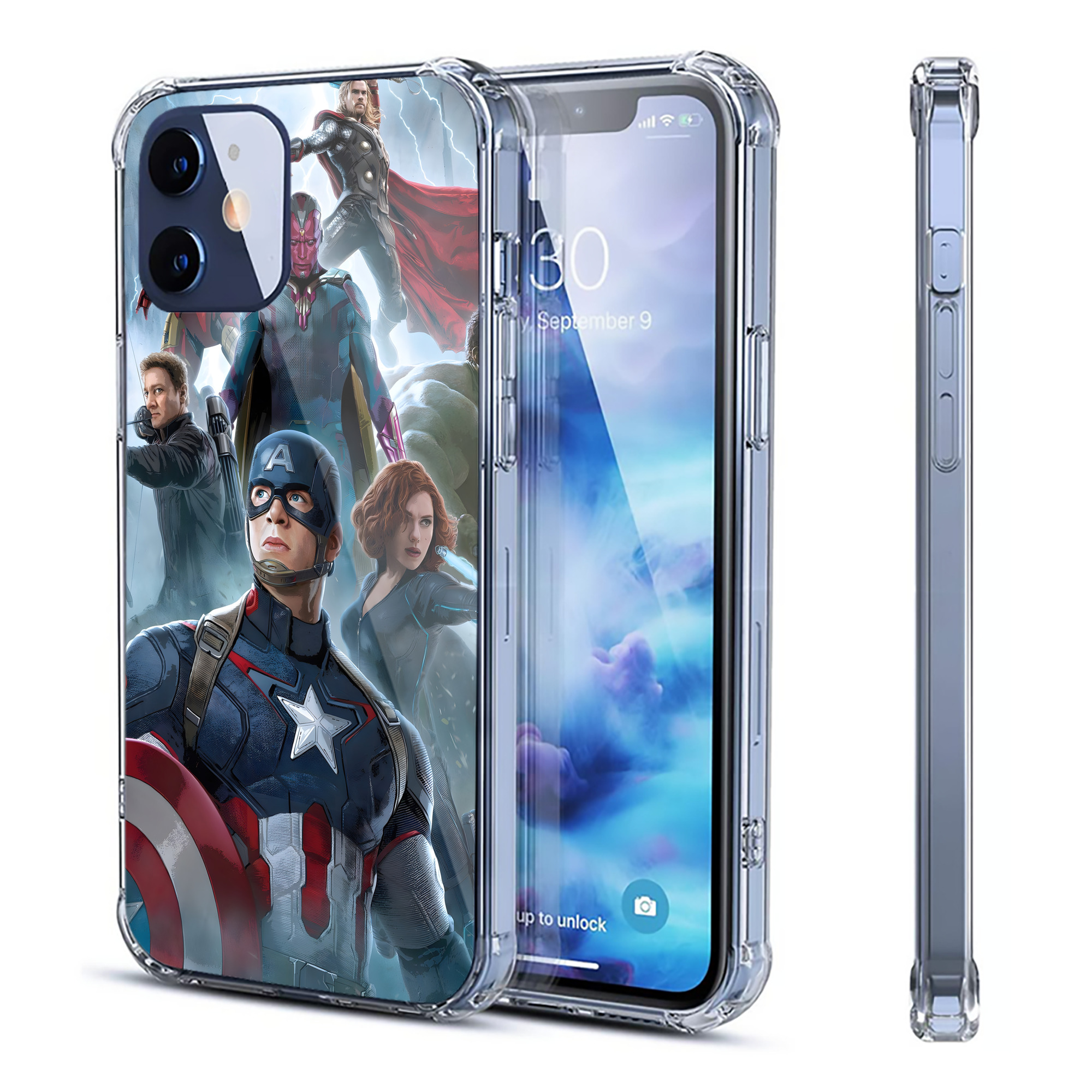 （画像用） アベンジャーズ The Avengers 【iPhone 12シリーズ対応】透明スマホケース（クリアソフトケース）